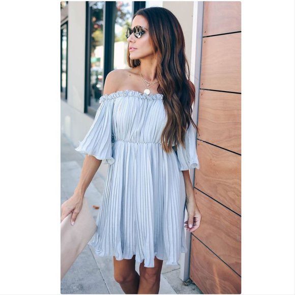Vici Dresses & Skirts - Vici pleated off the shoulder dress NWT